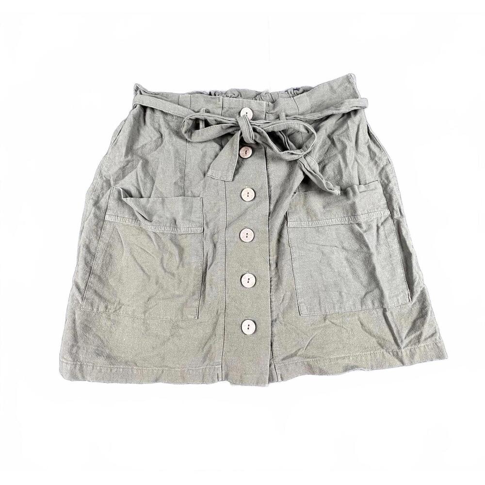 Hesperus Olive Paperbag Waist Mini Skirt – Size L